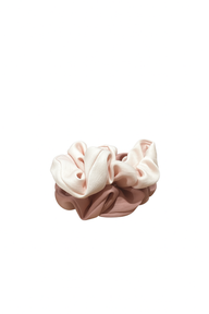 Satin Scrunchies Duo- Vellum white & Lux Velvet Pink