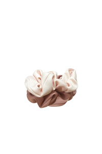 Satin Scrunchies Duo- Vellum white & Lux Velvet Pink