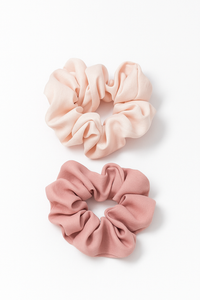 Satin Scrunchies Duo- Vellum white & Lux Velvet Pink