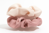 Satin Scrunchies Duo- Vellum white & Lux Velvet Pink