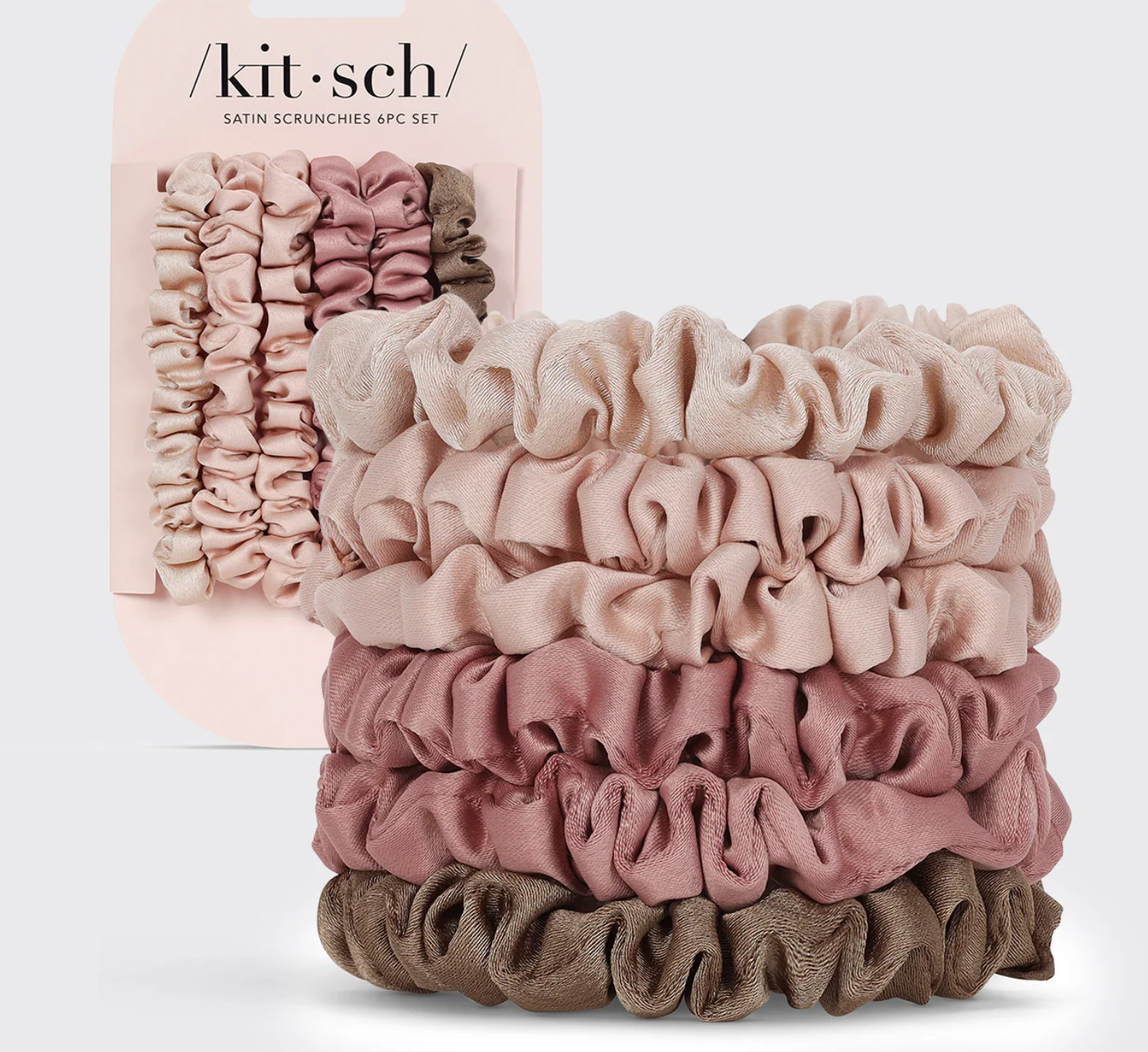 Terracotta Ultra Petite Satin Scrunchies 6pc Set